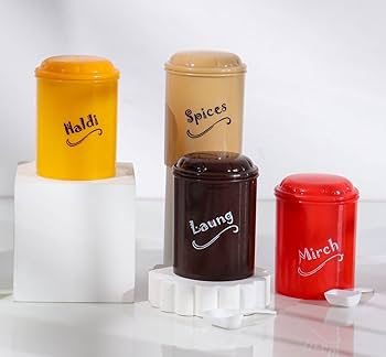 8-Piece Spice Jar Set (300ml Each) – BPA-Free Plastic Kitchen Storage Containers for Sugar & Spices