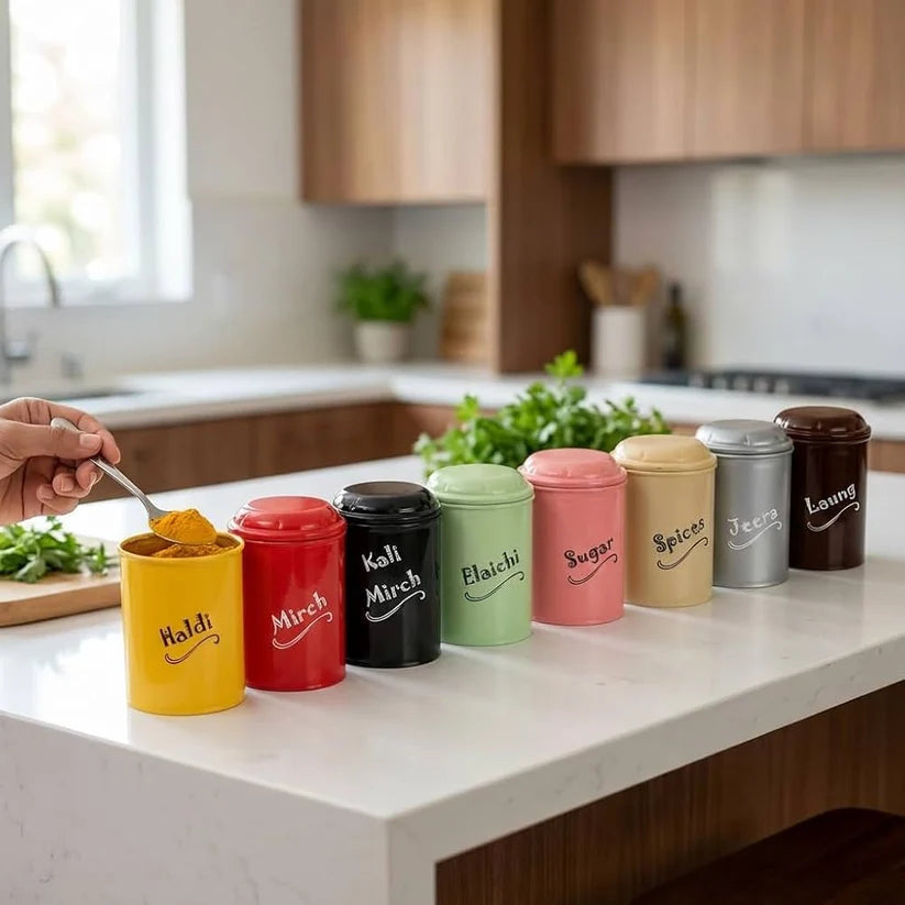 8-Piece Spice Jar Set (300ml Each) – BPA-Free Plastic Kitchen Storage Containers for Sugar & Spices
