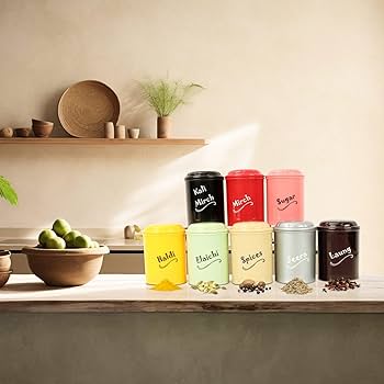 8-Piece Spice Jar Set (300ml Each) – BPA-Free Plastic Kitchen Storage Containers for Sugar & Spices