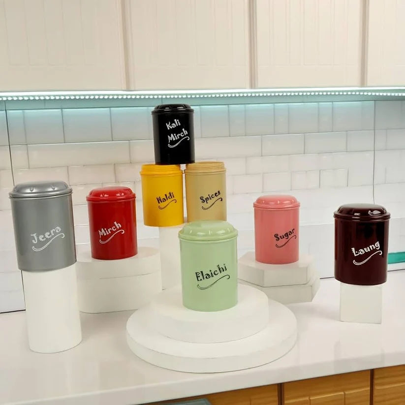 8-Piece Spice Jar Set (300ml Each) – BPA-Free Plastic Kitchen Storage Containers for Sugar & Spices