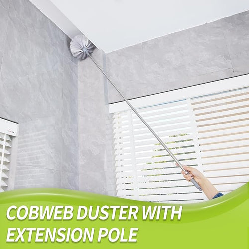 Cobweb Duster with Extension Pole, Dusters for Cleaning with 2 Duster Heads